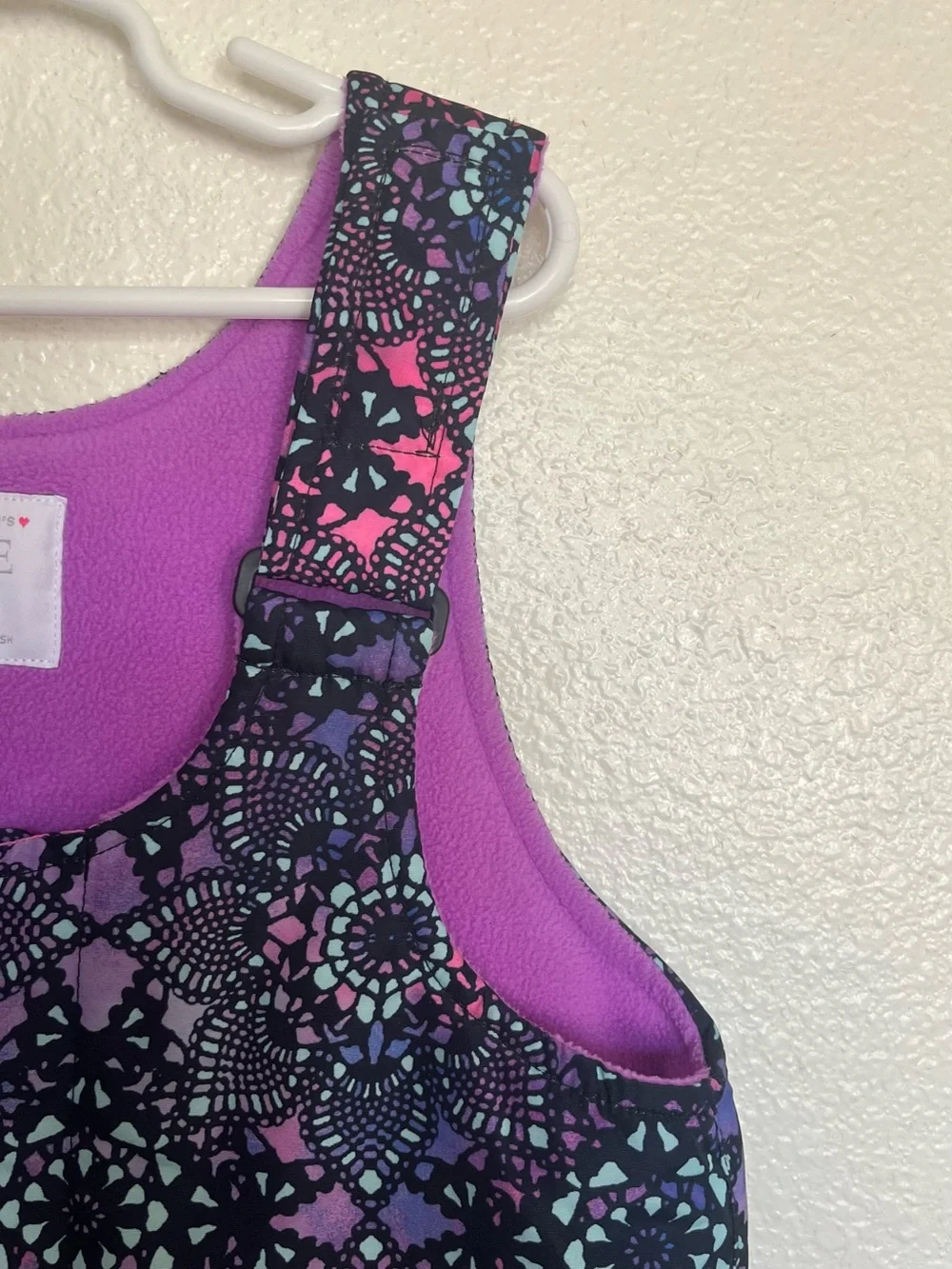 The Children's Place Purple & Pink Geo-Print Sleeveless Snow Bib Overalls 5T